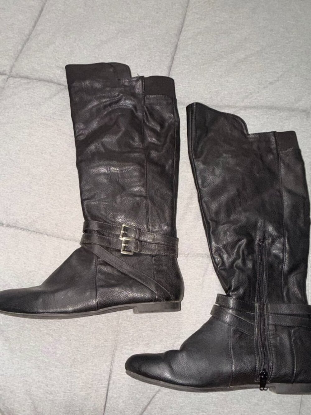 Fergalicious by Fergie Black Riding Boots with Silver Buckles